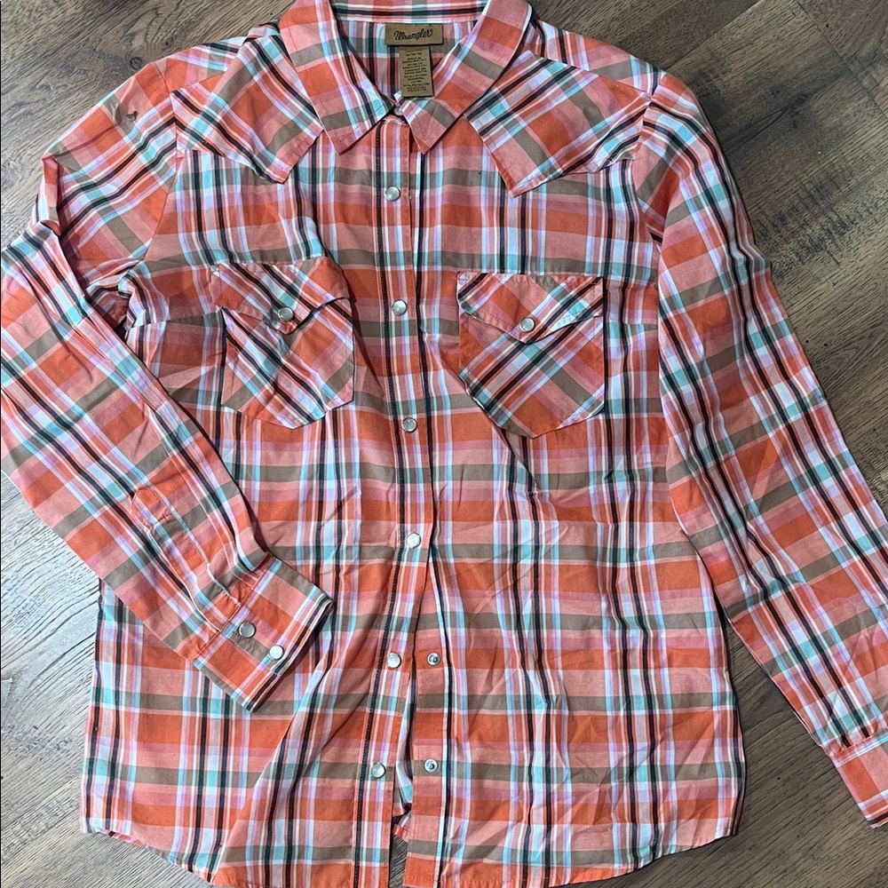 Wrangler Multicolor Plaid Button Down women medium western
